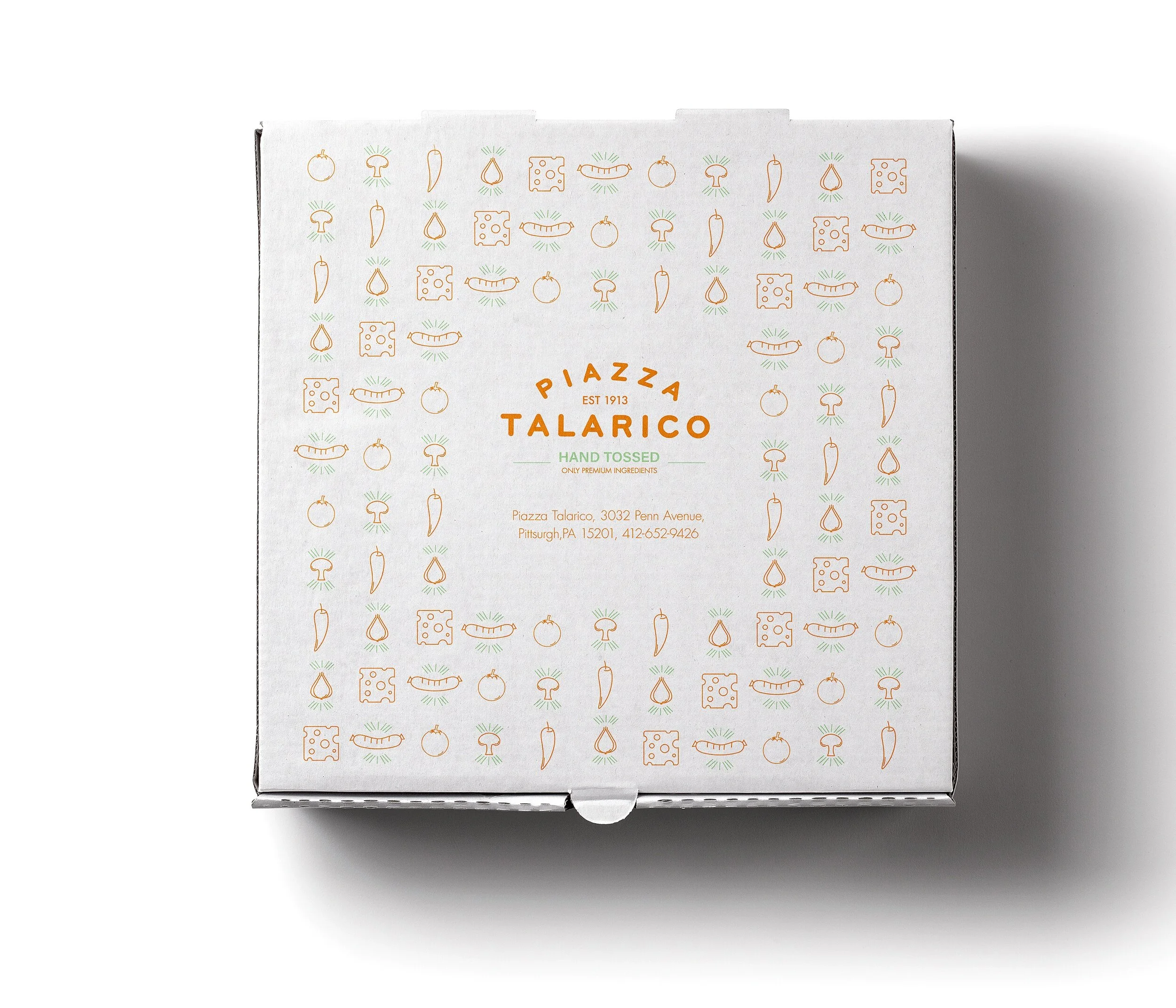  For this school project I had two hours to complete a new pizza box redesign for the company Piazza Talerico.  
