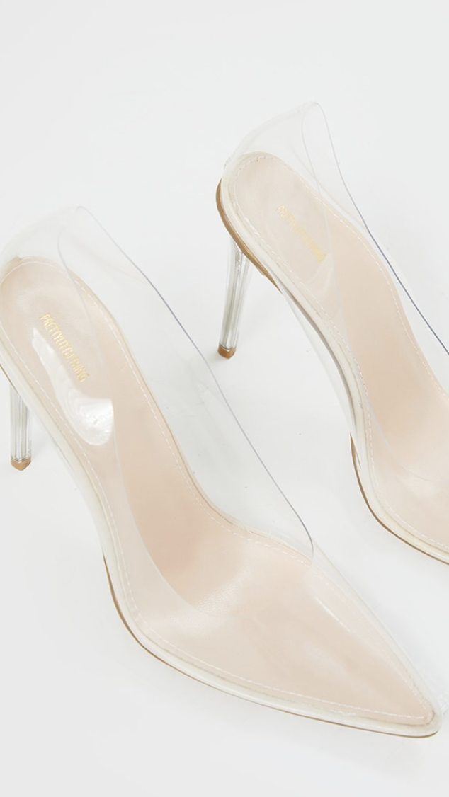 Clear Heeled Court Shoe