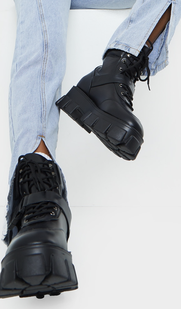 Black Chunky Hiker Boots