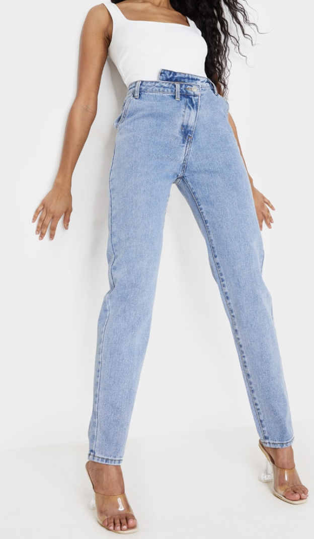 Asymmetric Waistband Jeans