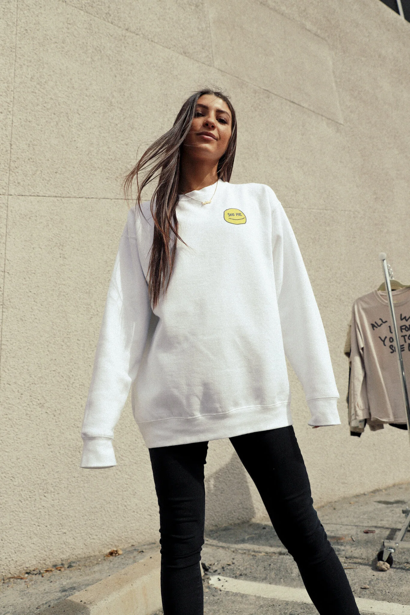 SEE ME Smiley Pullover Sweatshirt