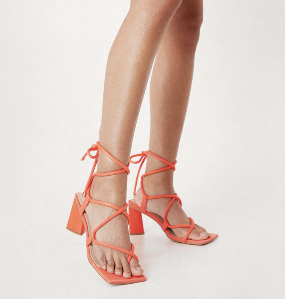 Strappy Open Toe Tie Heeled Sandals