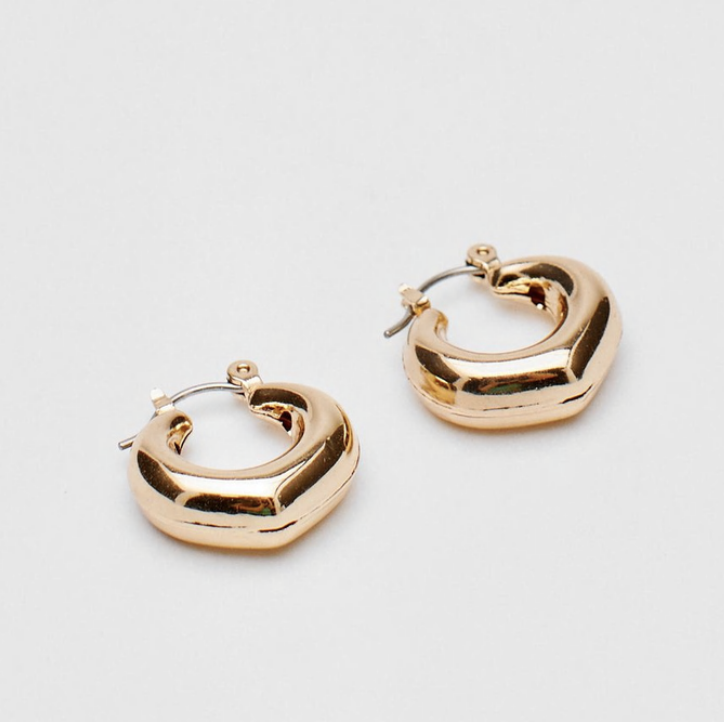 Chunky Small Angular Hoop Earrings