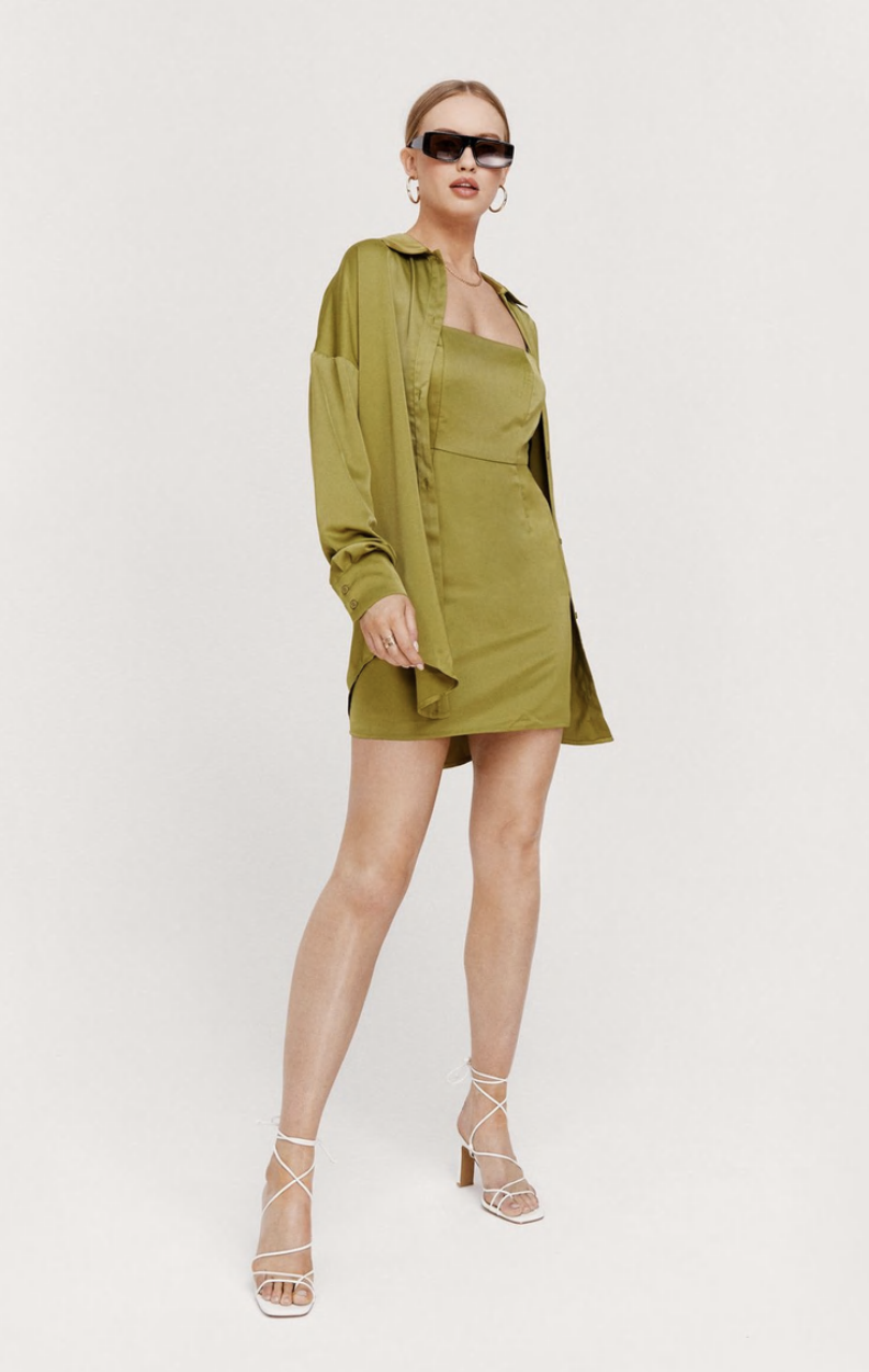 Satin Oversized Long Sleeve Shirt