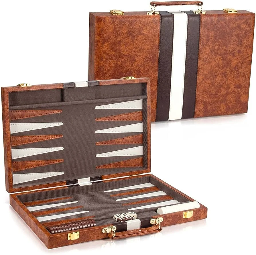 Backgammon 15" Brown with Stripe