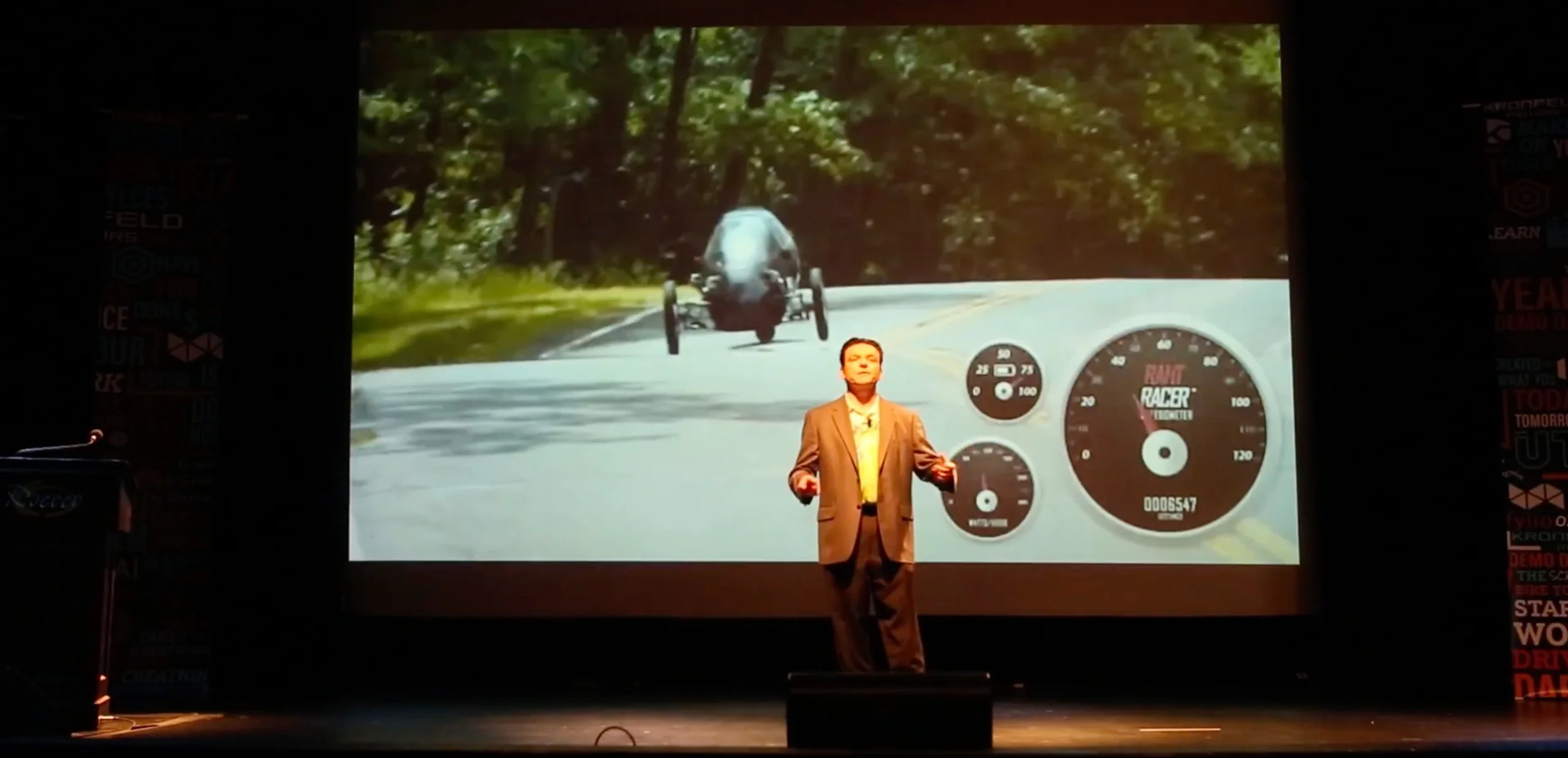Kronfeld Motors Founder, Rich Kronfeld, presenting the Raht Racer at Demo Day 2017.