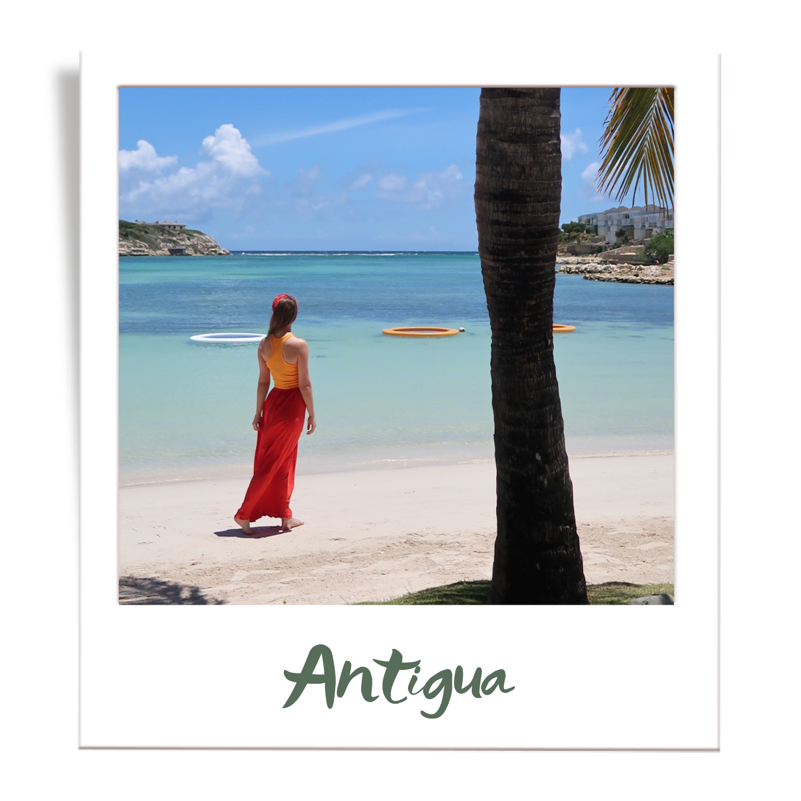 Girl walking on the beach in Antigua