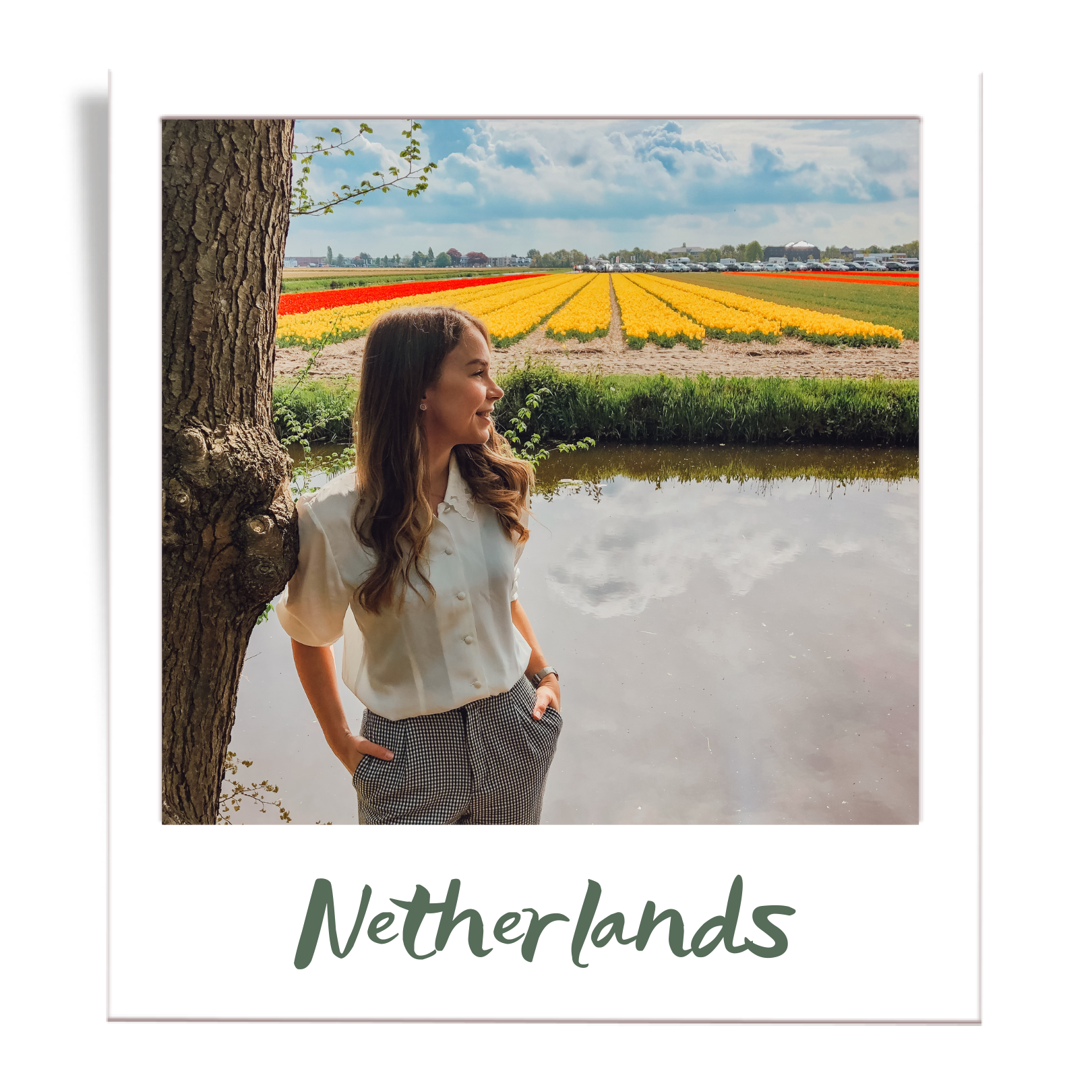 Girl standing in a tulip field in Amsterdam