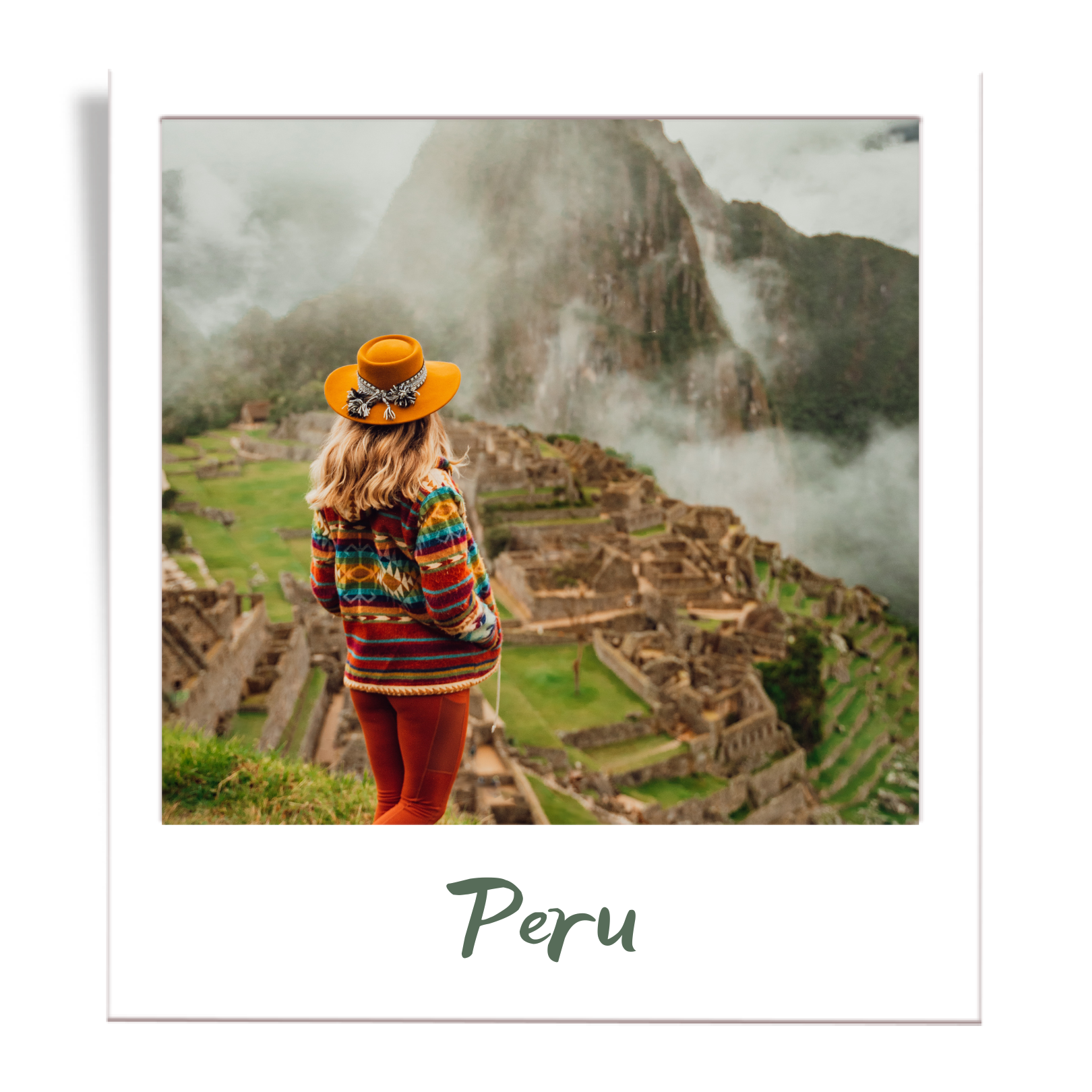 Girl looking at Machu Picchu in Peru