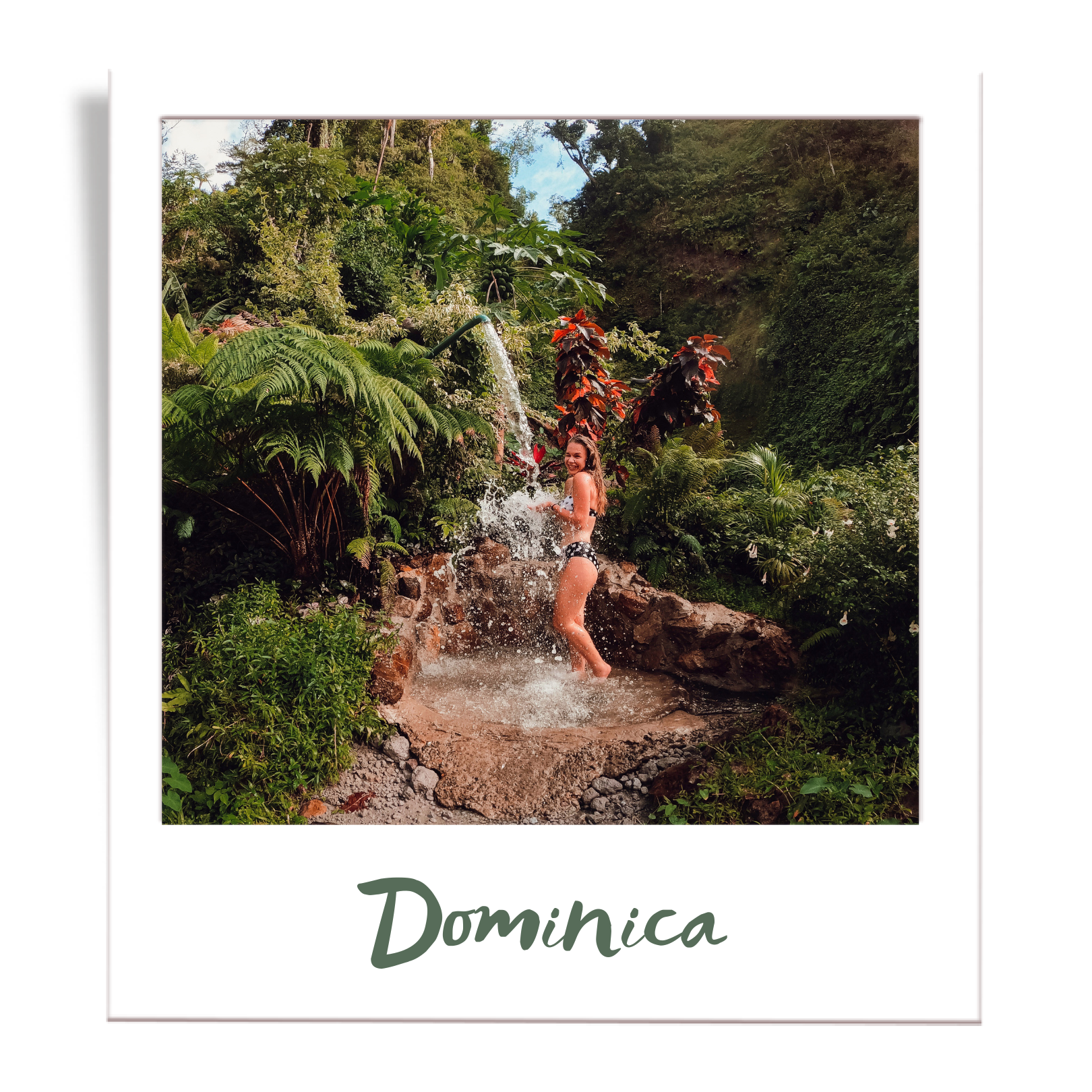 Girl at sulphur springs in Dominica