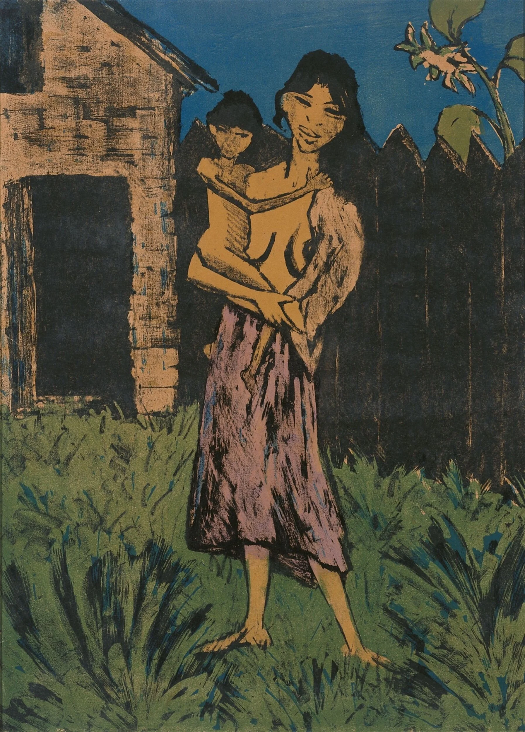 Artist Otto Mueller Title Stehende Zigeunerin Mit Kind Auf Dem Arm Image at @wikiart.org