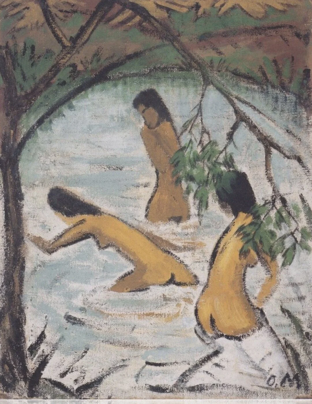 Artist Otto Mueller Title Drei Badende im Wasser Date Ca. 1913 Image at @moma.org