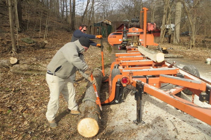 Pete, with the help of a few of our neighbors, milled lumber from fallen trees, seasoned the lumber, and now uses it to build furniture.