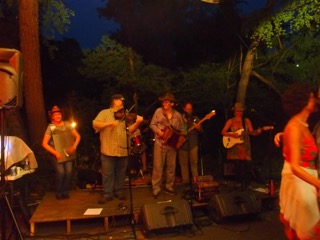 There is a good spot for outdoor dancing parties, down at our waterfront, with a small stage for bands.
