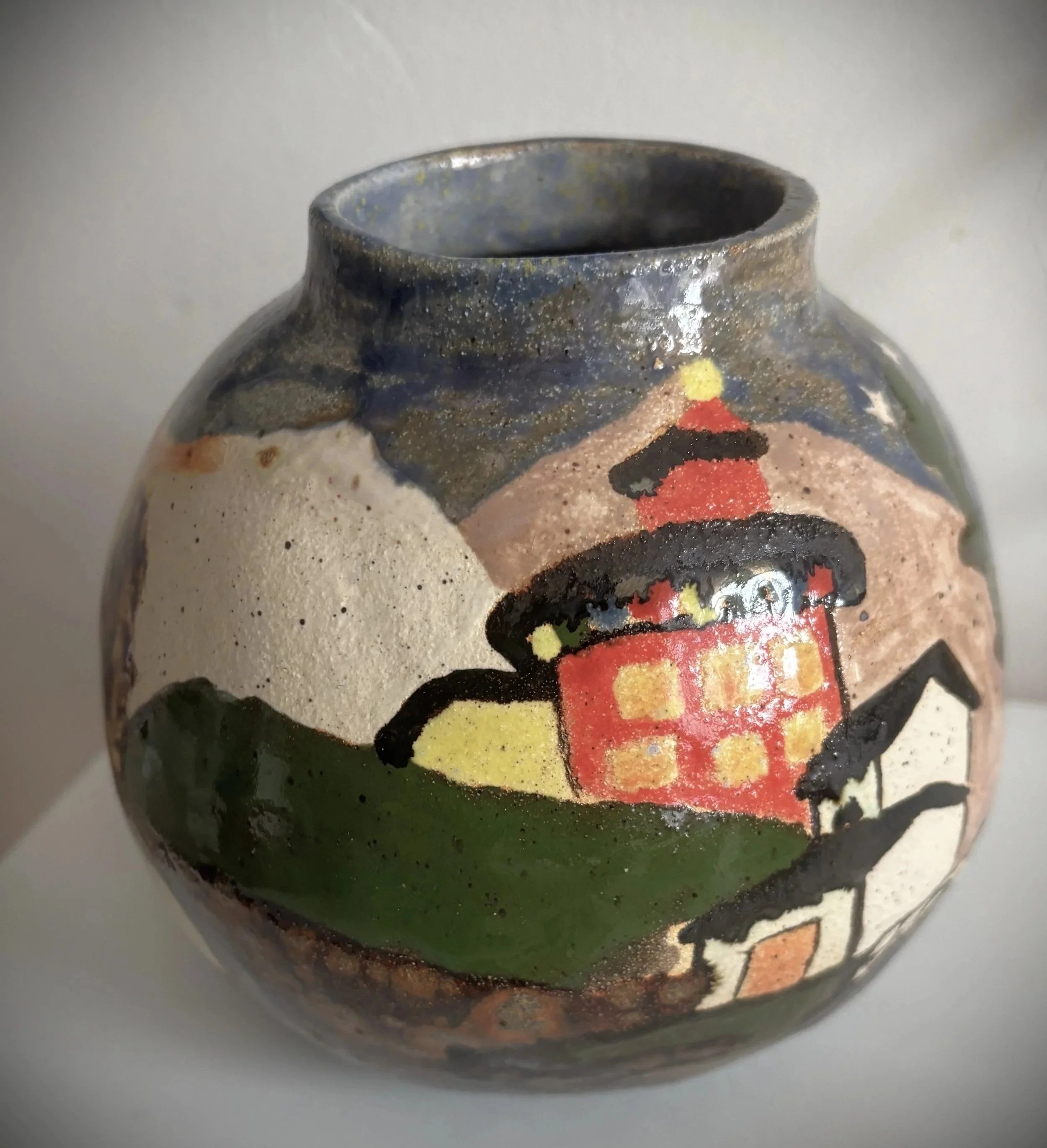 Scenes from Nepal Moon Vase