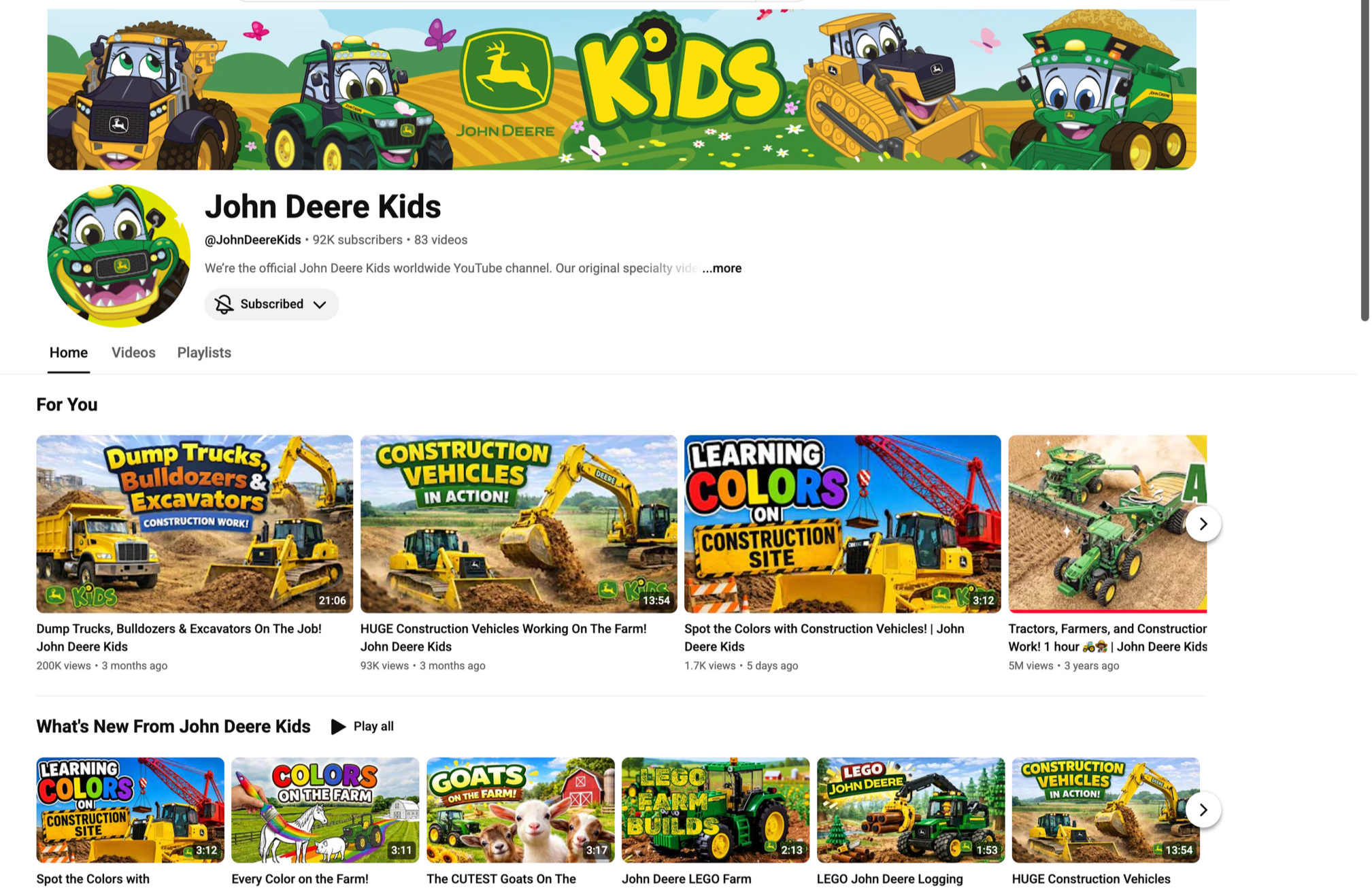 John Deere Kids YouTube Channel
