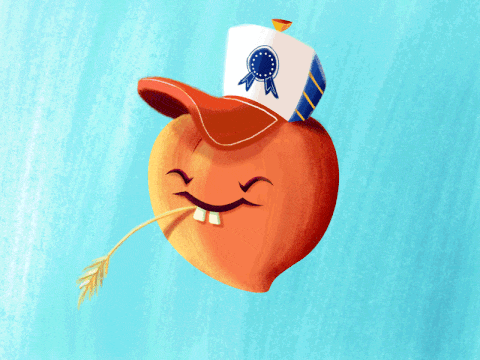 A peach with alternating costumes.