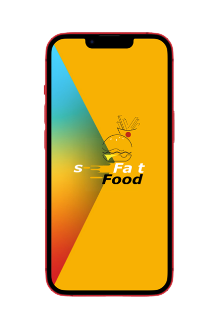  The Fast Food mobile app is an educational tool designed to inform users about the effects of fast food on the body. The logo features a clever typographic transformation where the letter "S" subtly shifts behind the word "Fast", forming "Fat"—a vis