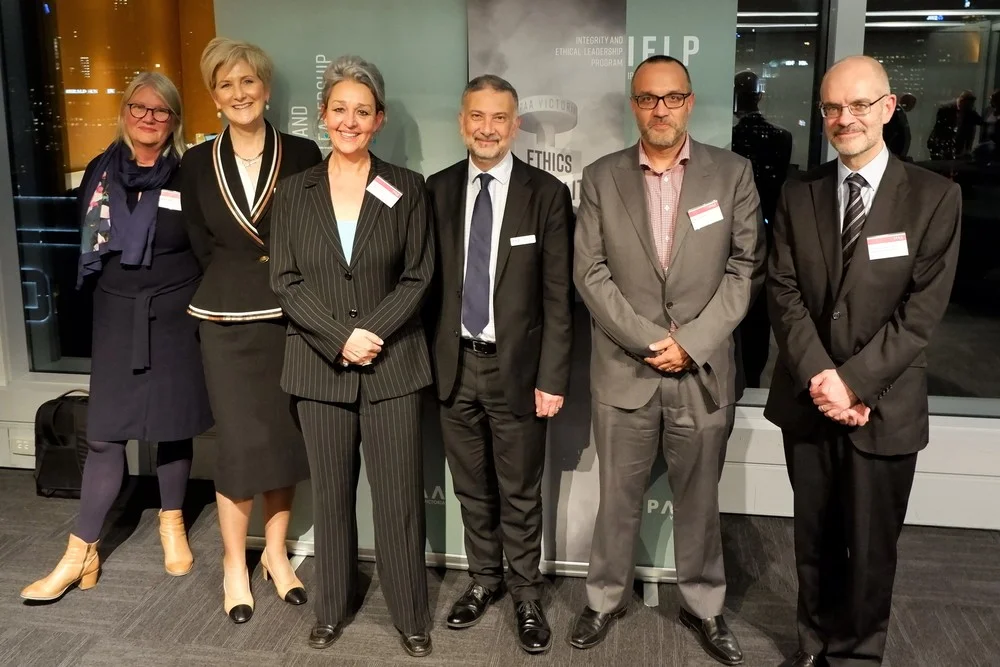 Left to right: Louise Rolland (EY); Gill Callister (Department of Education & Training and IPAA Victoria); Serena Lillywhite (TI Australia); David Ali (IPAA Victoria); Adam Canwell (EY); Dr Paul Grimes (Victorian Public Sector Commission).