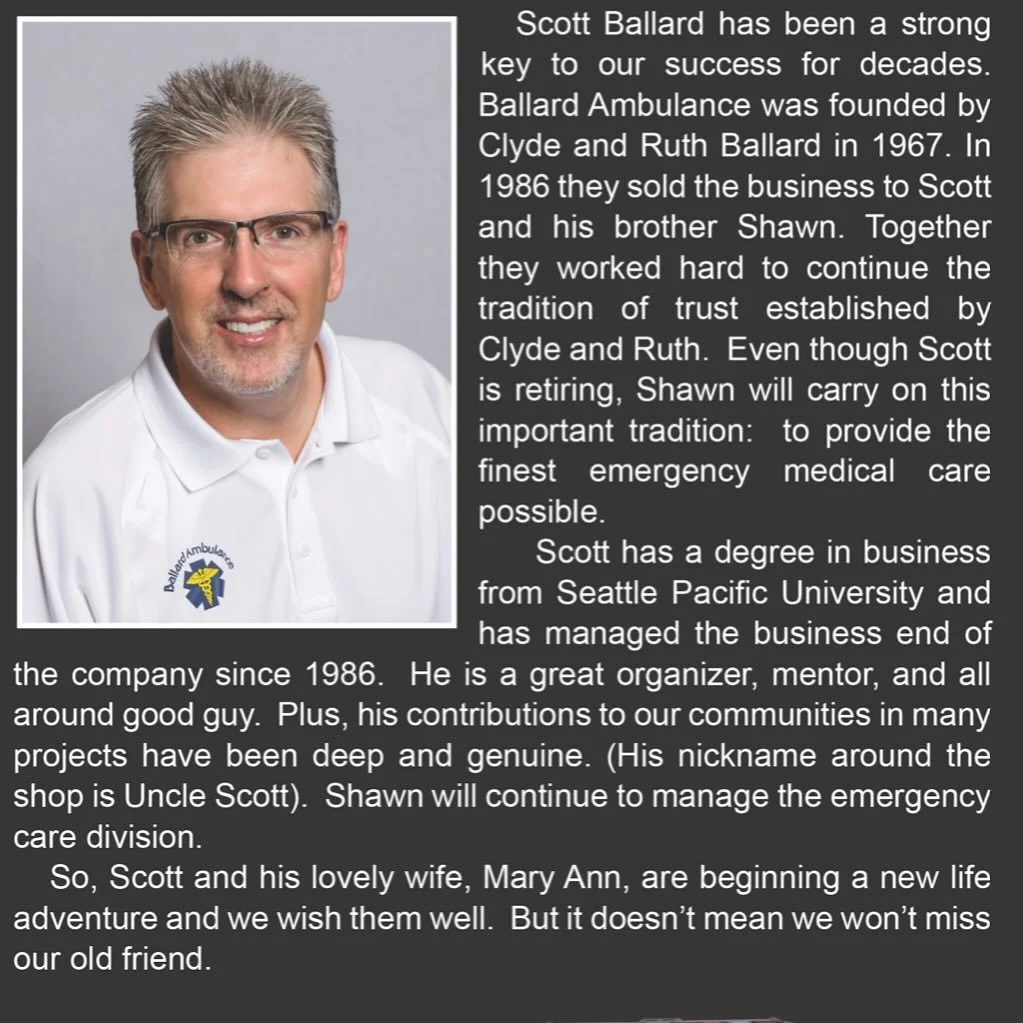 Thank you for your dedication to the community and Ballard Ambulance!
