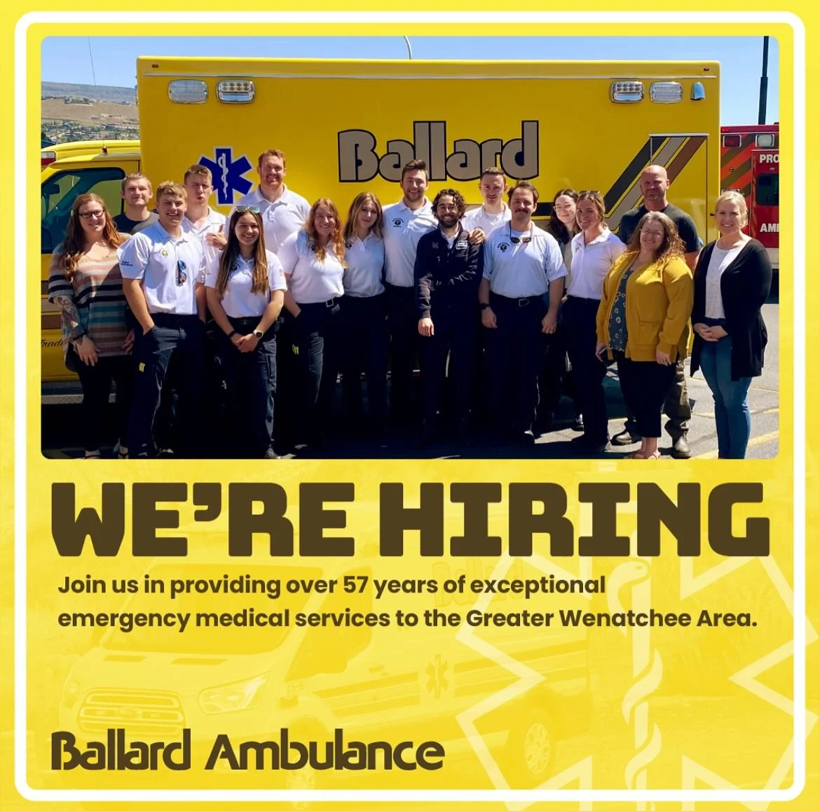 Learn more and apply today https://www.ballardambulance.com/employment

#hiring #jobs #nowhiring #joinourteam #career #employment #hiringnow #work #wearehiring #ambulance #emt #paramedic #dispatcher #dispatch #ems