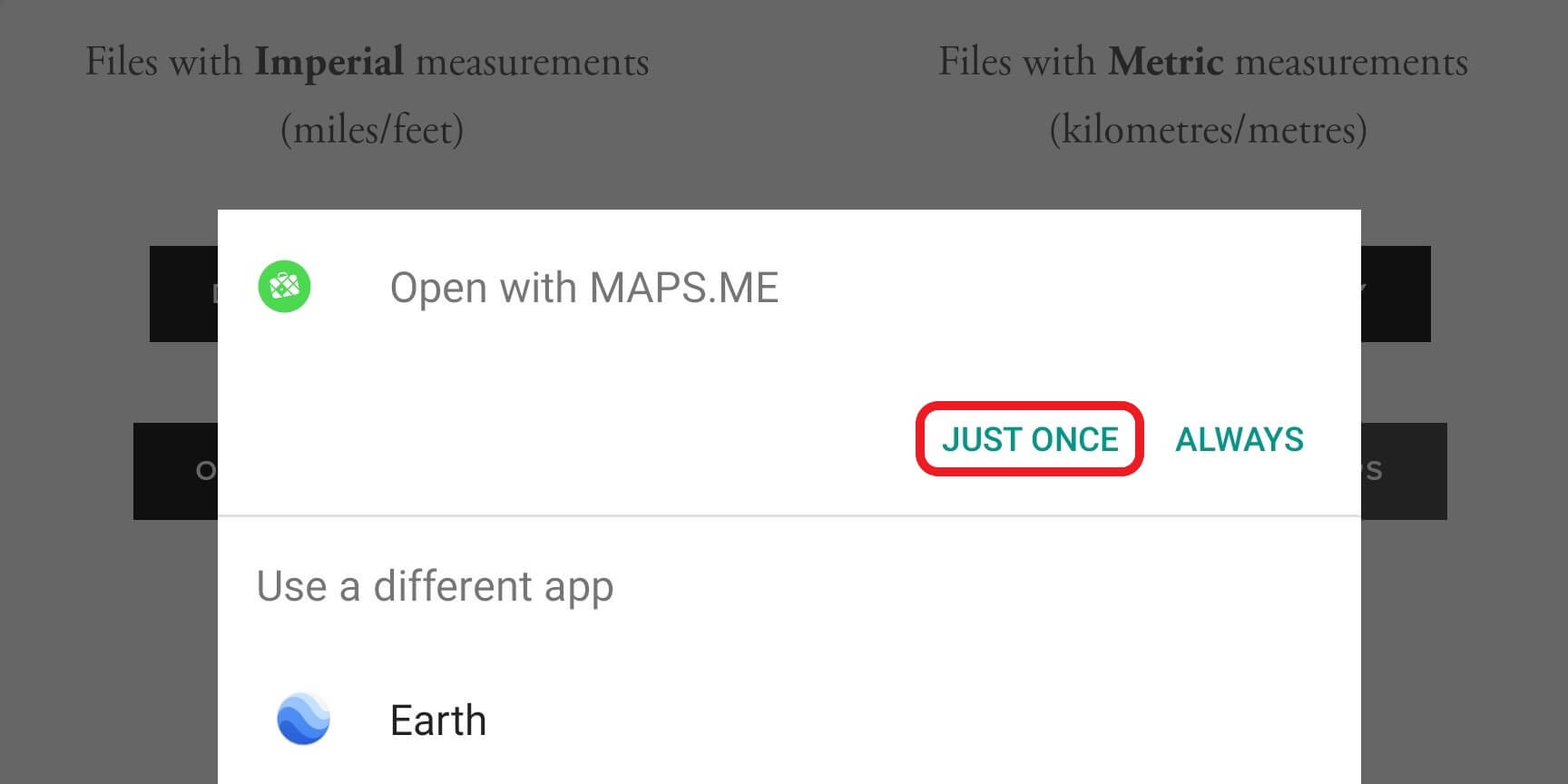 Image 4: Choose to open the file with Maps.Me