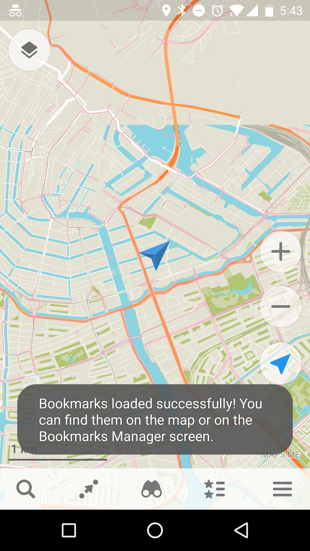 Image 6: Screen when you have successfully loaded the GPS file into the Maps.Me application