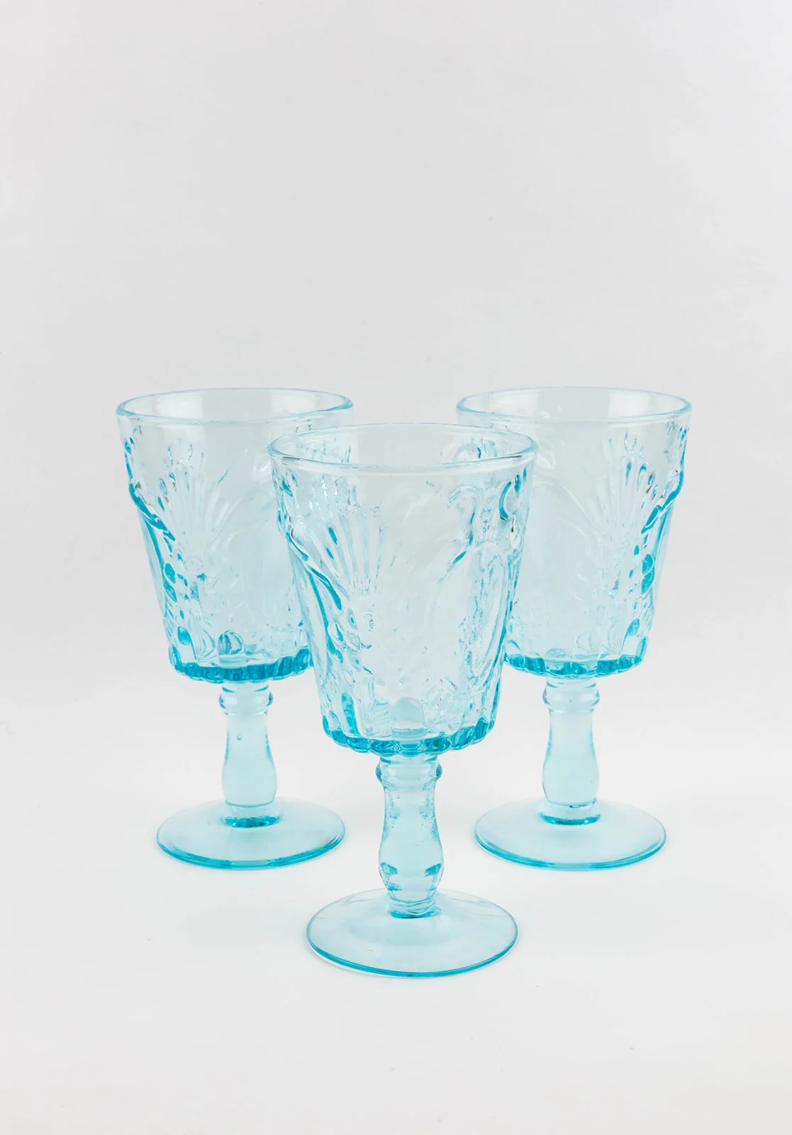 Soft Blue Medallion Glassware