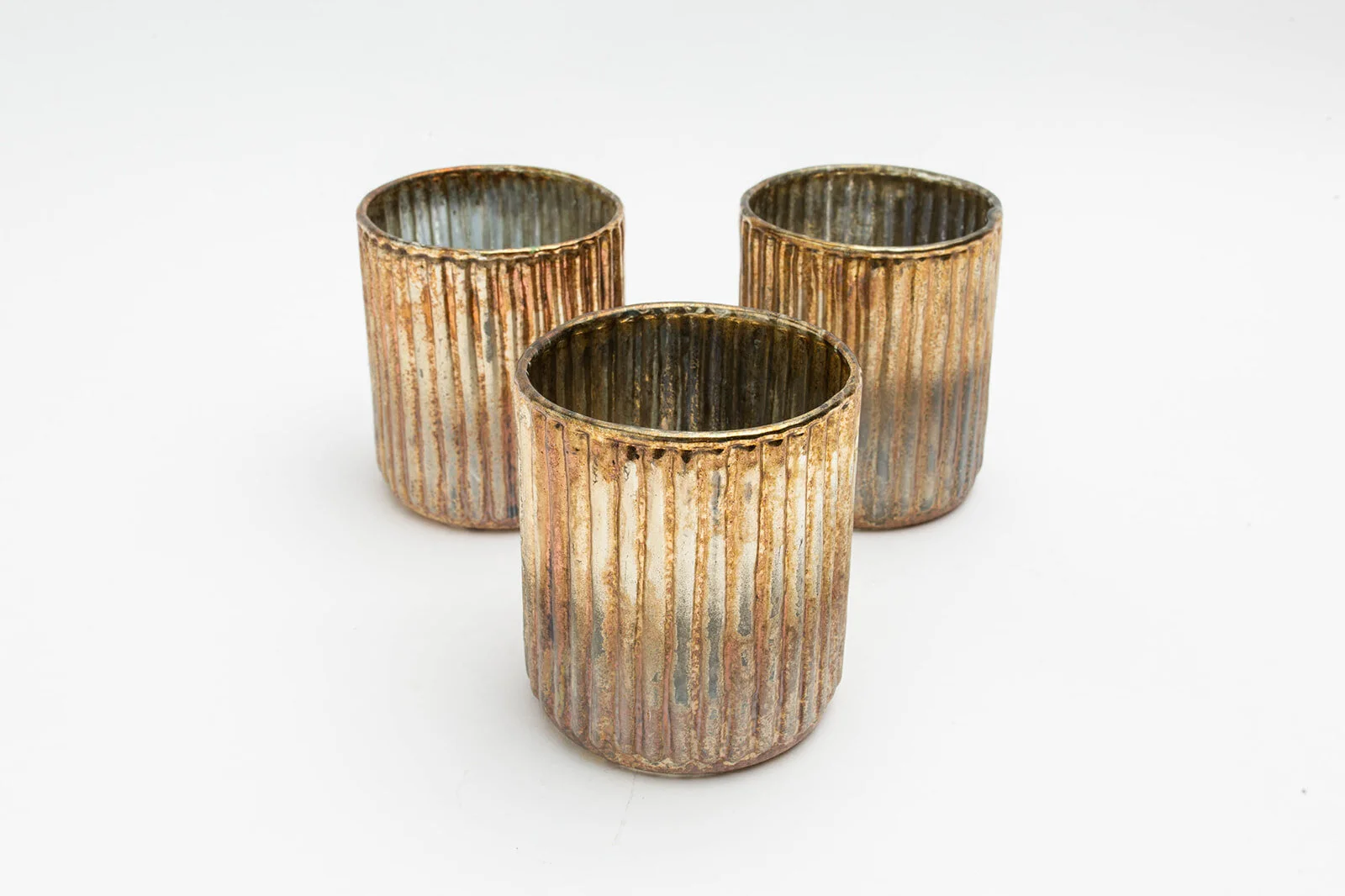 Ridged Copper  Votive Holders