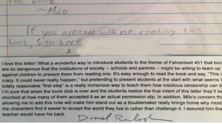 Dad’s response to ‘Fahrenheit 451’ permission slip teaches everyone a lesson
