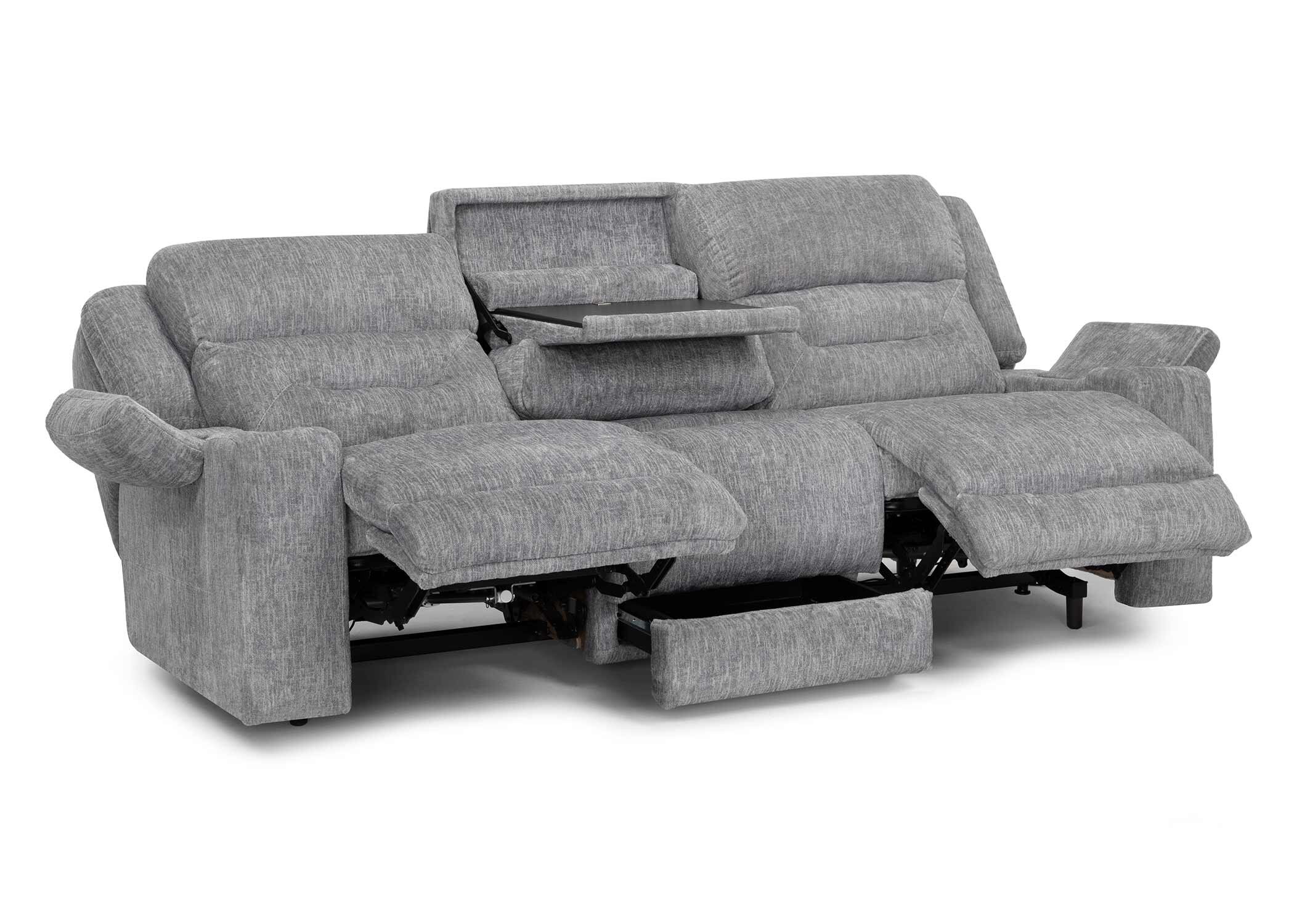  65247 Ace Reclining Sofa in 1015-06 Plush Gray - Angled/Open 