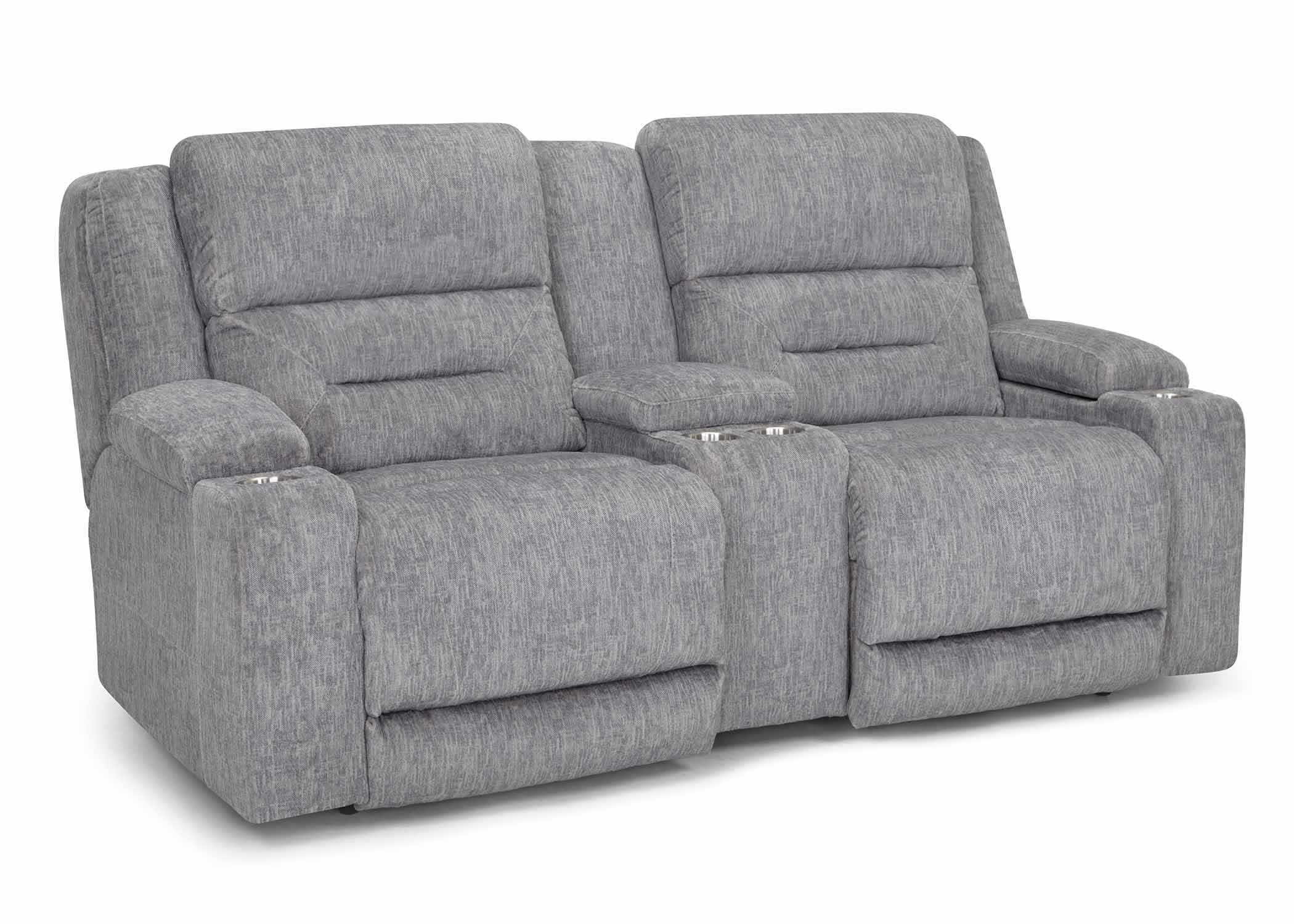  65235 Ace Reclining Console Loveseat in 1015-06 Plush Gray - Angled 