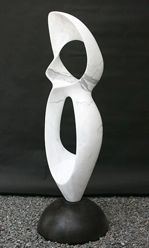 CORTILEDONE - ‘Cotyledon or Seed Leaf’, Italian Calacatta Marble, Granite Base