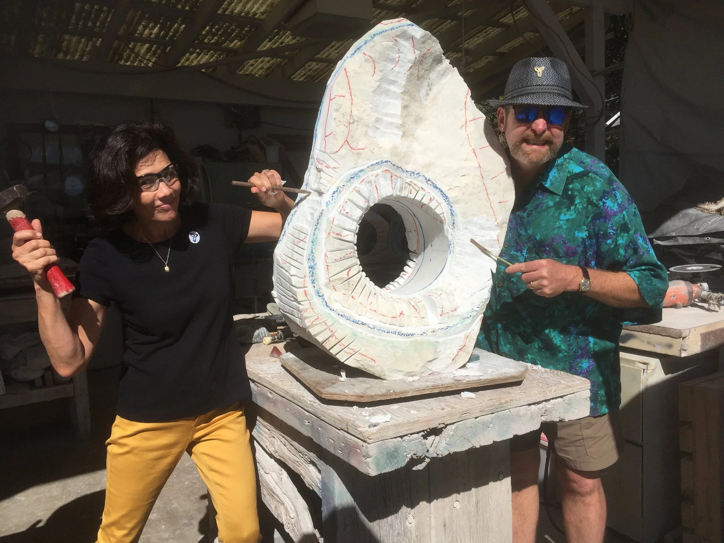    BALDACHIN    being carved by a studio visitor  