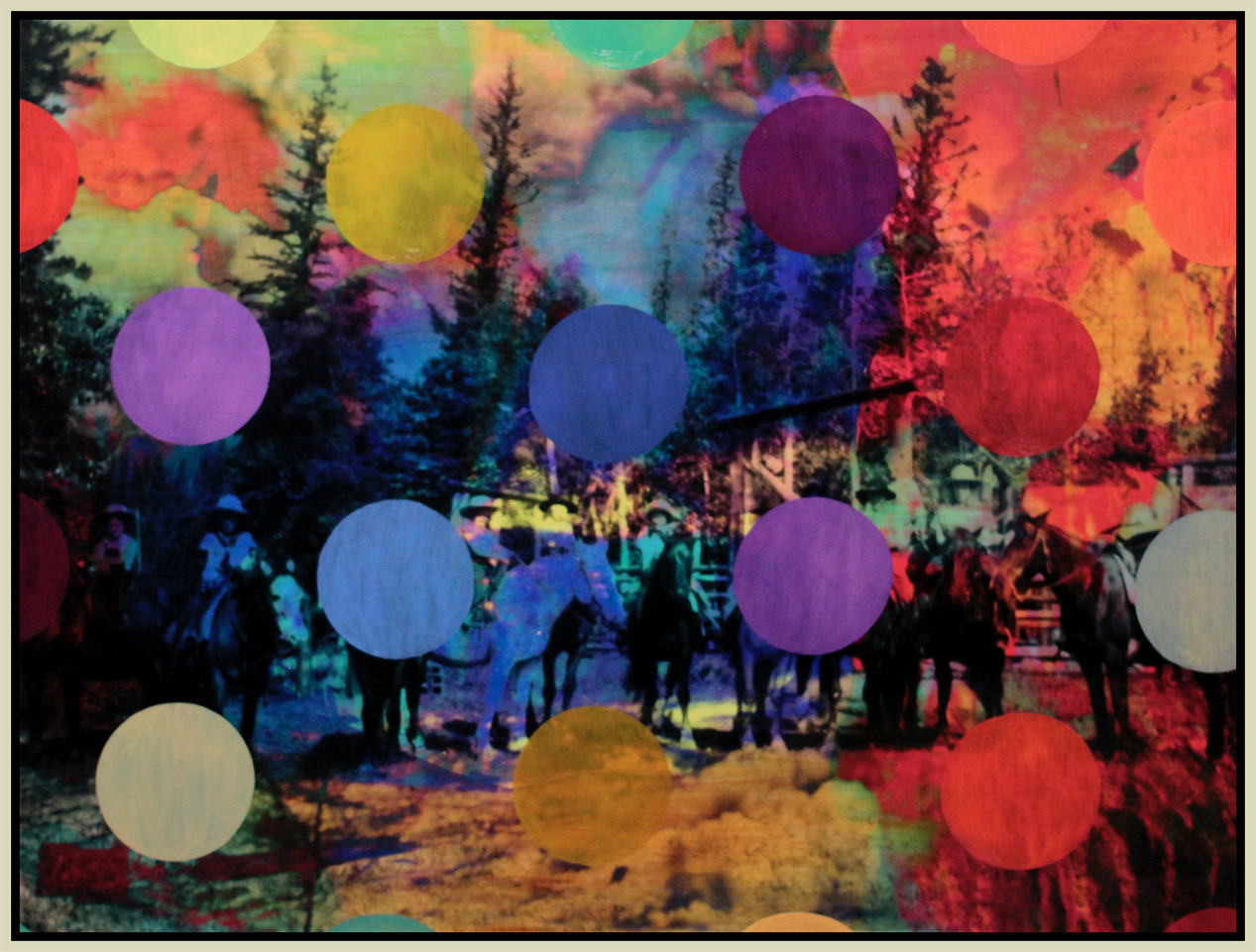 Polka Dot Trail, oil paint and archival ink on board, 36” x 48”, 2013