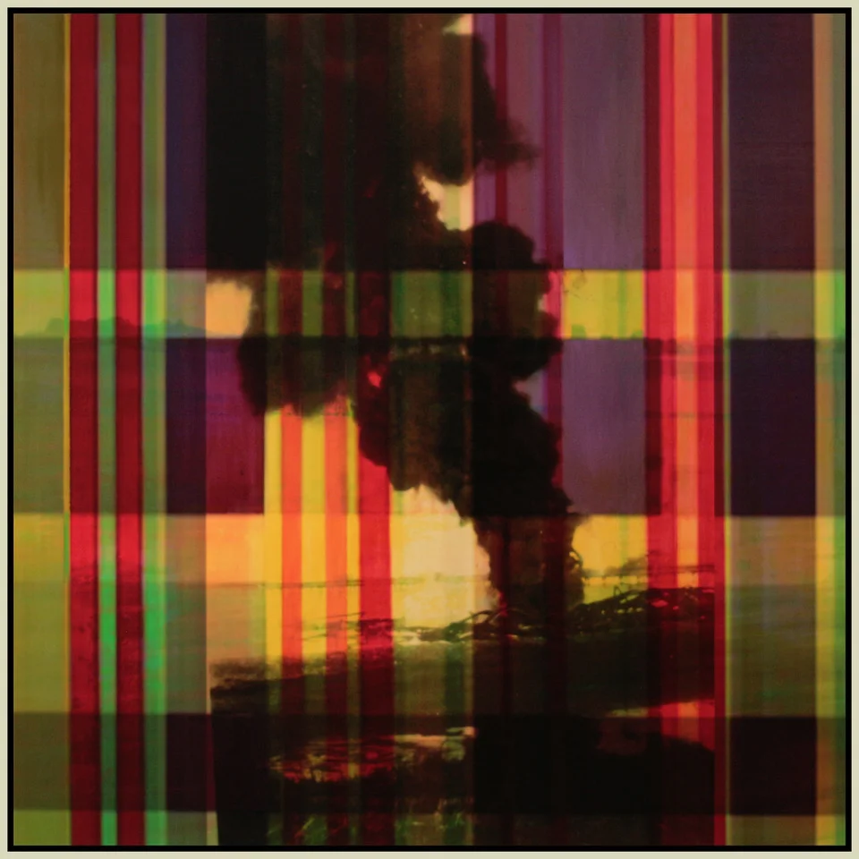 Grey Smoke, Purple Plaid, oil paint and archival ink on board, 44” x 44”, 2013