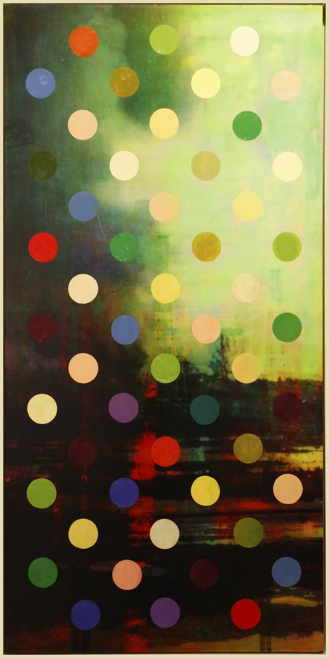Polka Dot Oil Patch, oil paint and archival ink on board, 72” x 36”, 2013-2014