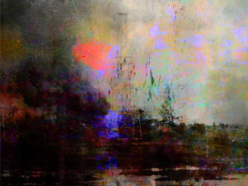Broken Landscapes: Mirror #3, oil paint and archival ink on board, 36” x 48”, 2012