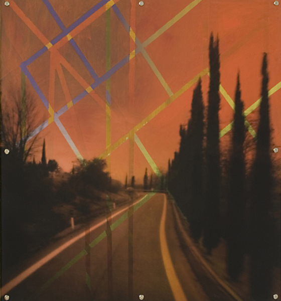 Mnemonic Structure 6 , oil paint on board and digital print on plexiglas, 42” x 42", 2008