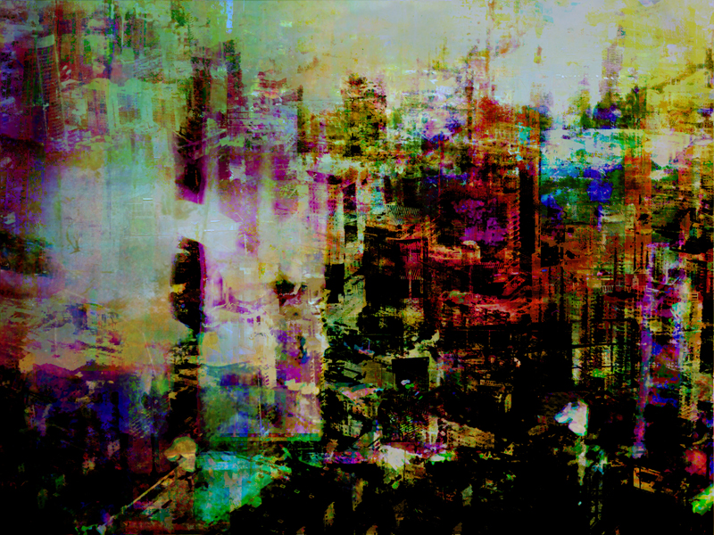 Re: Development 4, oil paint and archival ink on dibond, 36” x 48”, 2011