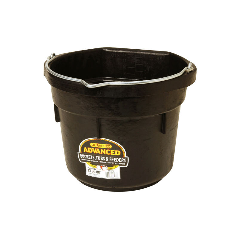 DuraFlex 12 Quart Flat Back Rubber Bucket