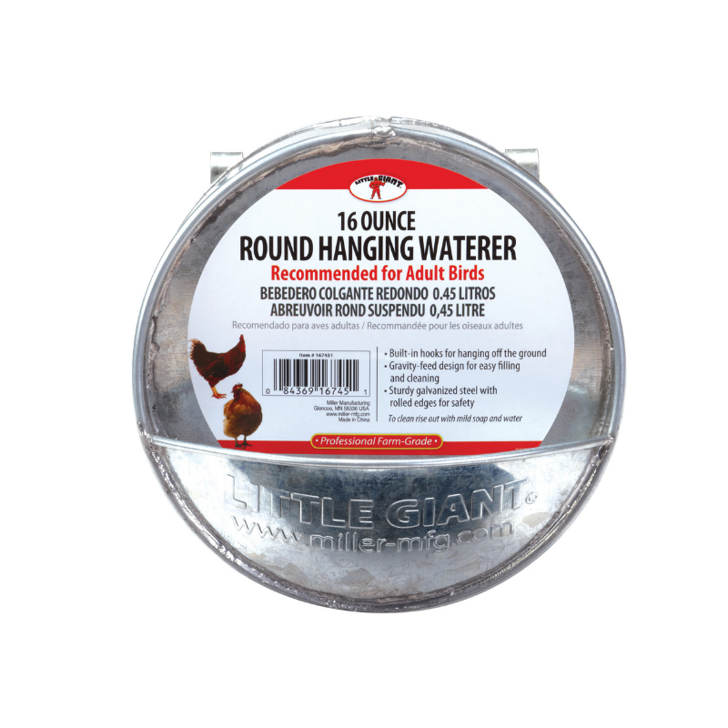 16 oz. Galvanized Round Hanging Waterer