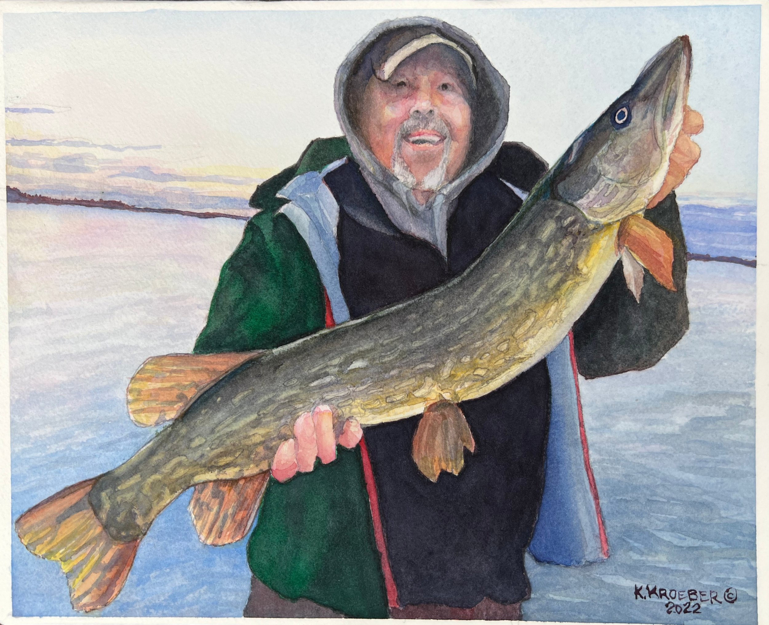 Chuck 39" Northern Pike - Commissioned portrait, 2022