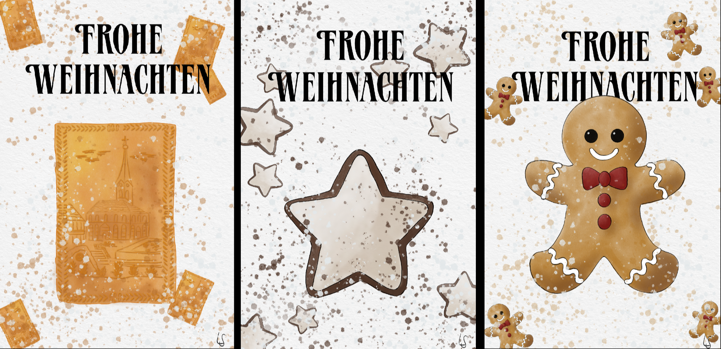 Digitale Weihnachtskarten mit Wasserfarbe