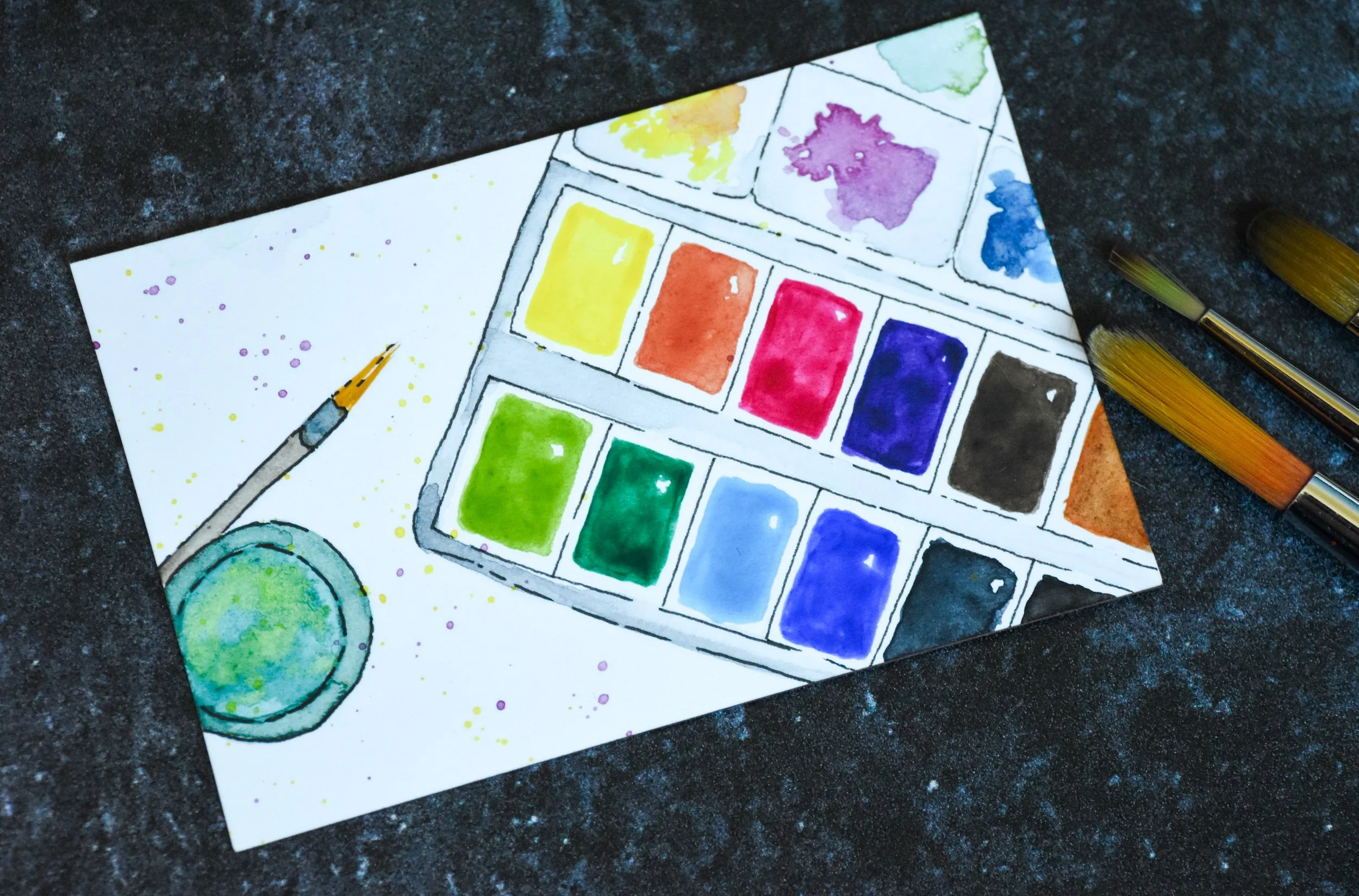 Watercolor box painted with Watercolor