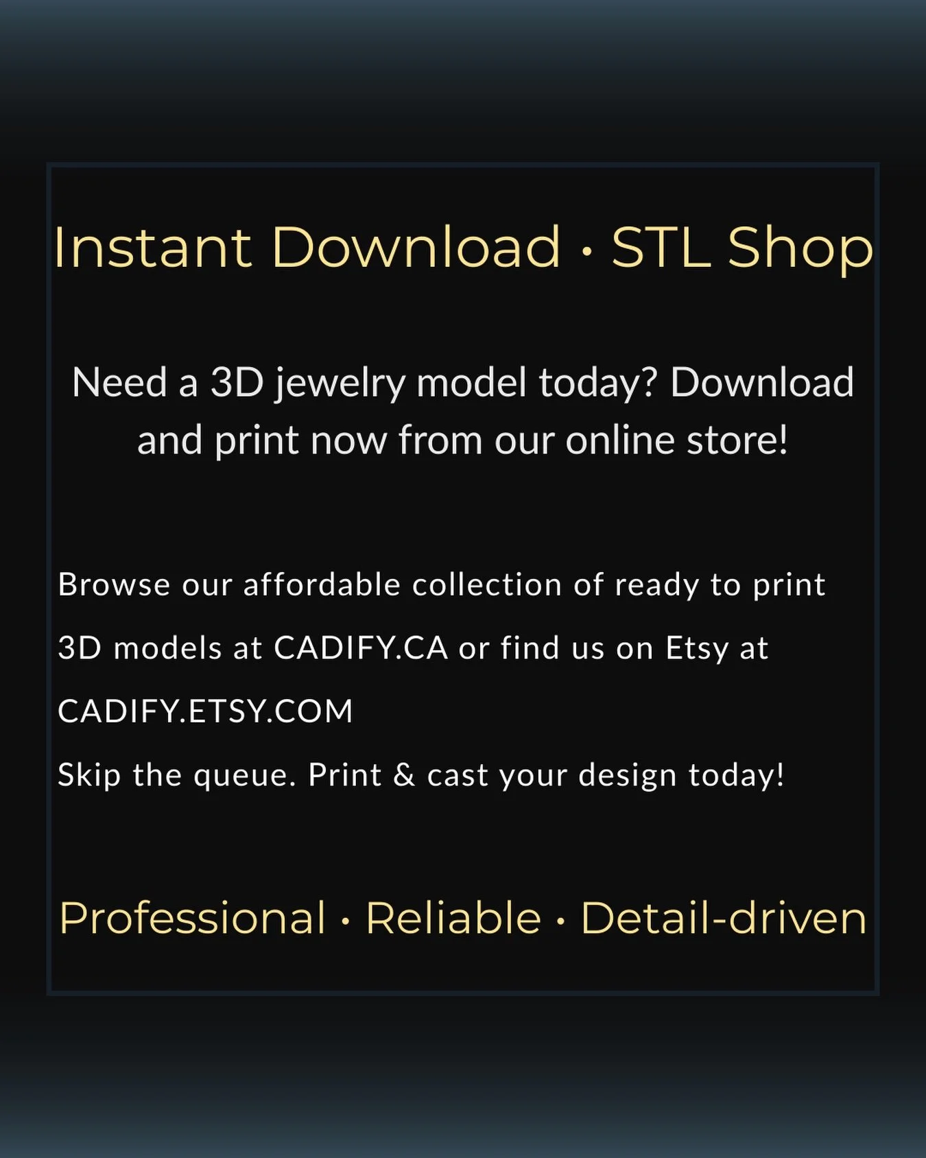 New models added weekly to our Etsy shop, now with resizing services available for a smoother workflow.

Link in bio. 

Need something specific? Shoot us a message and we&rsquo;ll make it happen 👩🏻&zwj;💻

#3dprintingideas #stljewelry #jewelry3dmod