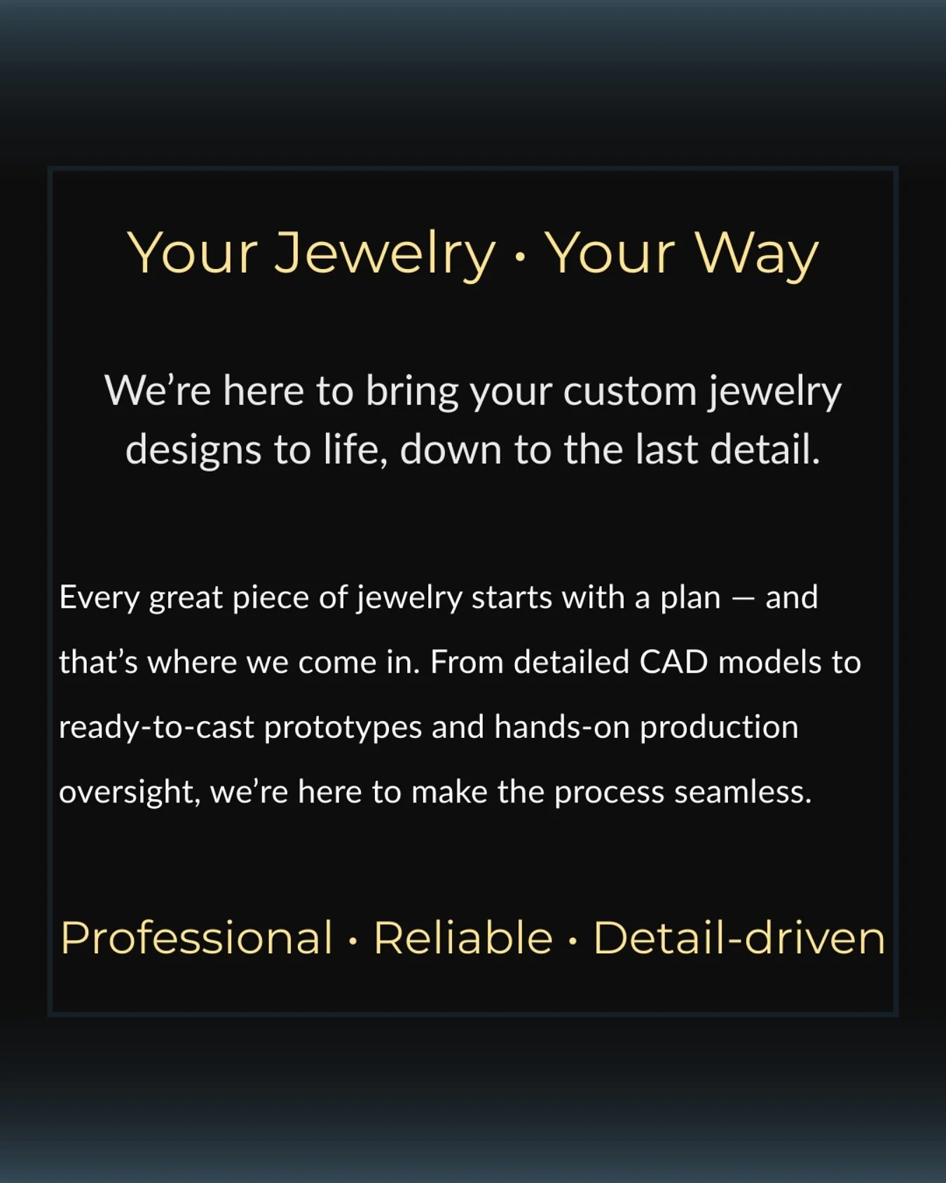 Take your design from concept to casting with our services: design troubleshooting, 3D models and prototyping. DM us to get started!

#designyourring #jewelryprototype #jewelrydesigner #caddesign #jewelrycaddesign #stlfiles #3dprintedmodels #castingr