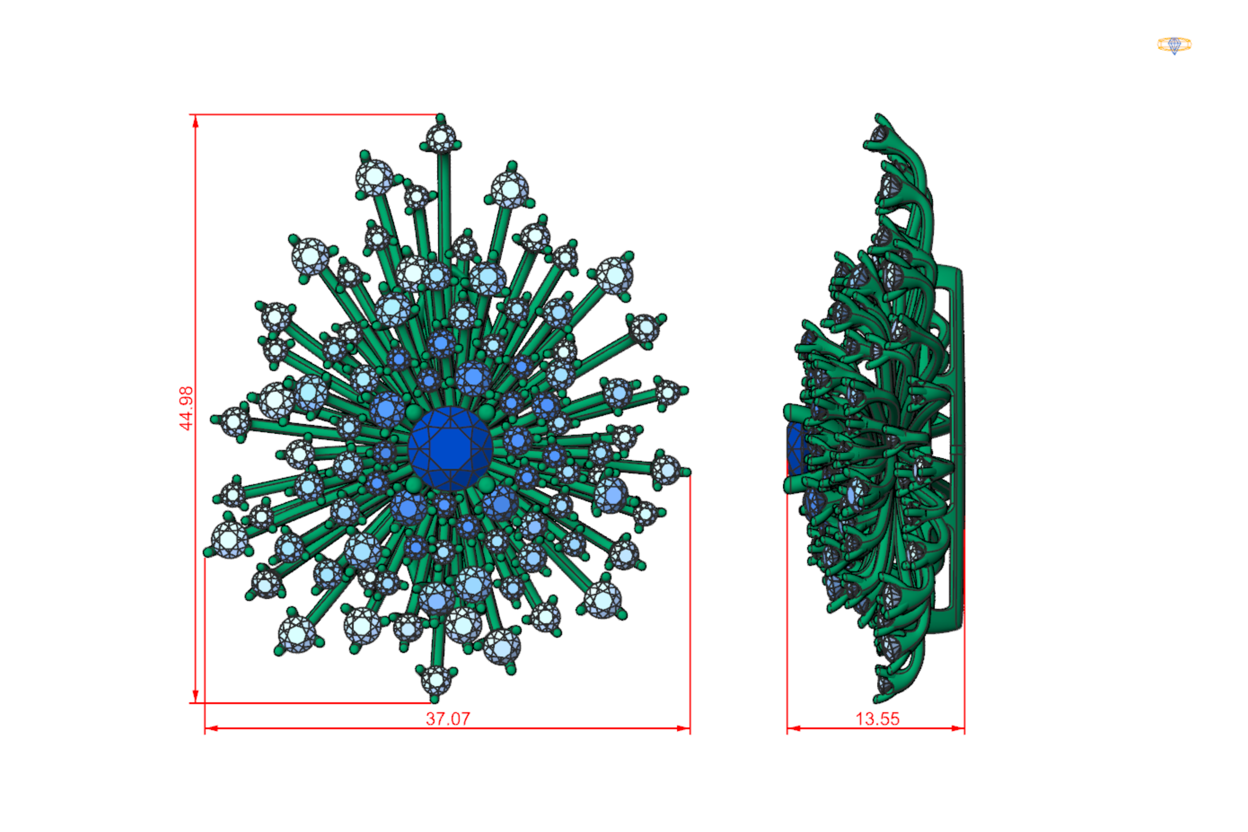 Jewelry CAD Services 3D Custom Diamond Pendant Production File