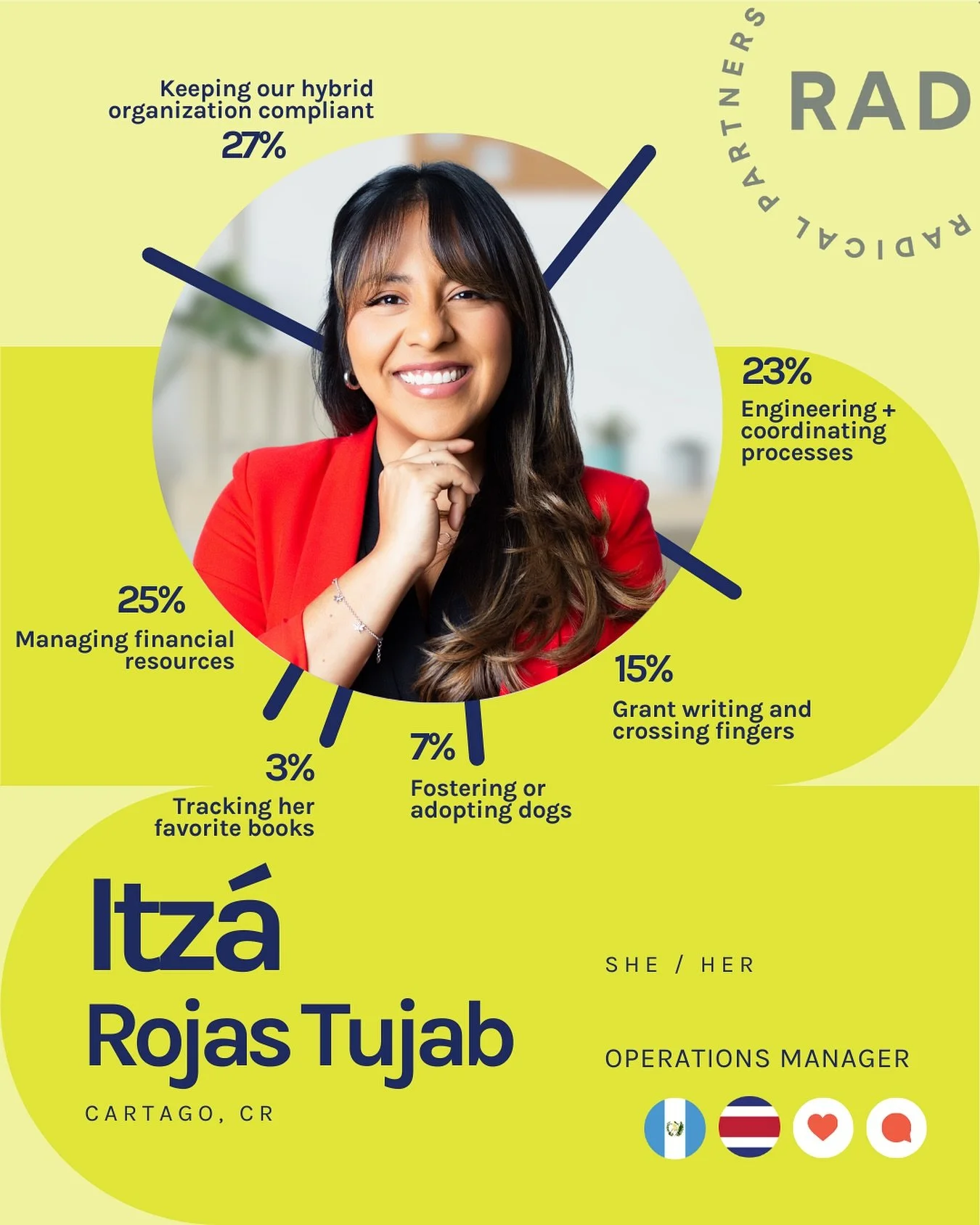 📣 Meet Itz&aacute; Rojas Tujab (she/her), our Operations Manager who blends pragmatism, empathy, and efficiency to keep our hybrid organization thriving.

From finances and compliance to platforms and communications, Itza stewards Radical Partners&r