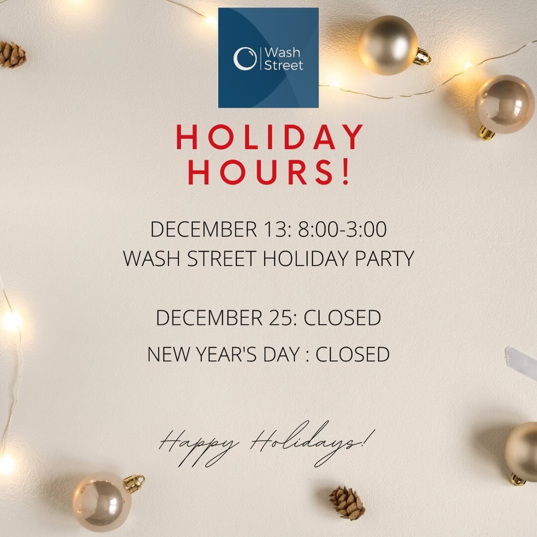 @washstreetnh is closed early this Wednesday for our holiday party 🎁🧦
.
Last wash at 1:30 and we&rsquo;re closed at 3pm.  All pickups and deliveries will happen by 3pm.
.
We will also be closed on 12/25 and 1/1.  Please let us know if you need help